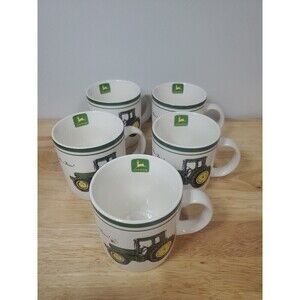 JOHN Deere Coffee Cup Mug NOTHING RUNS LIKE A DEERE Tractor Gibson SET OF 5